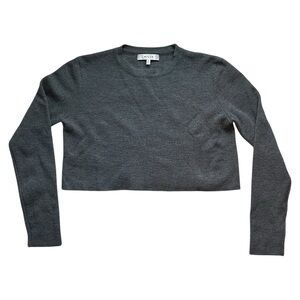 Milly 100% Wool Cropped Crew Neck Sweater in Grey Women’s S/P Small